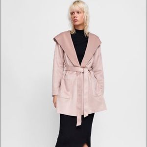 Zara faux suede jacket trench with hood belted